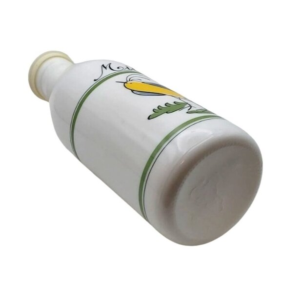 Vintage Egizia White Glass Milk Bottle Handpainted Bird Rubber Cap Italy - Picture 5 of 9